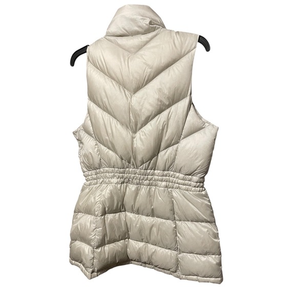 Athleta Puffer Vest Beige Quilted Full Zip Mock Neck Women's Size M - Picture 2 of 5